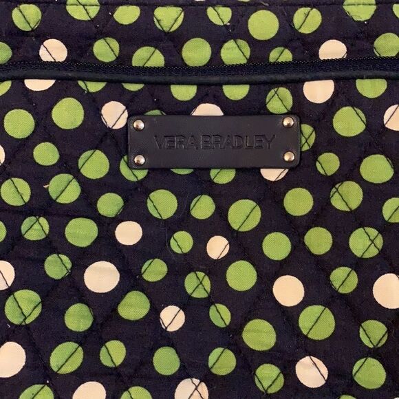 Vera Bradley Crossbody navy blue, green and white polkadot - Picture 2 of 7
